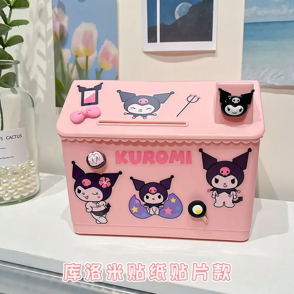 Sanrio Kawaii Hello Kitty Children Piggy Bank Kuromi Cinnamoroll Anime Cartoon Cute Student Exquisite Large Capacity Storage Box