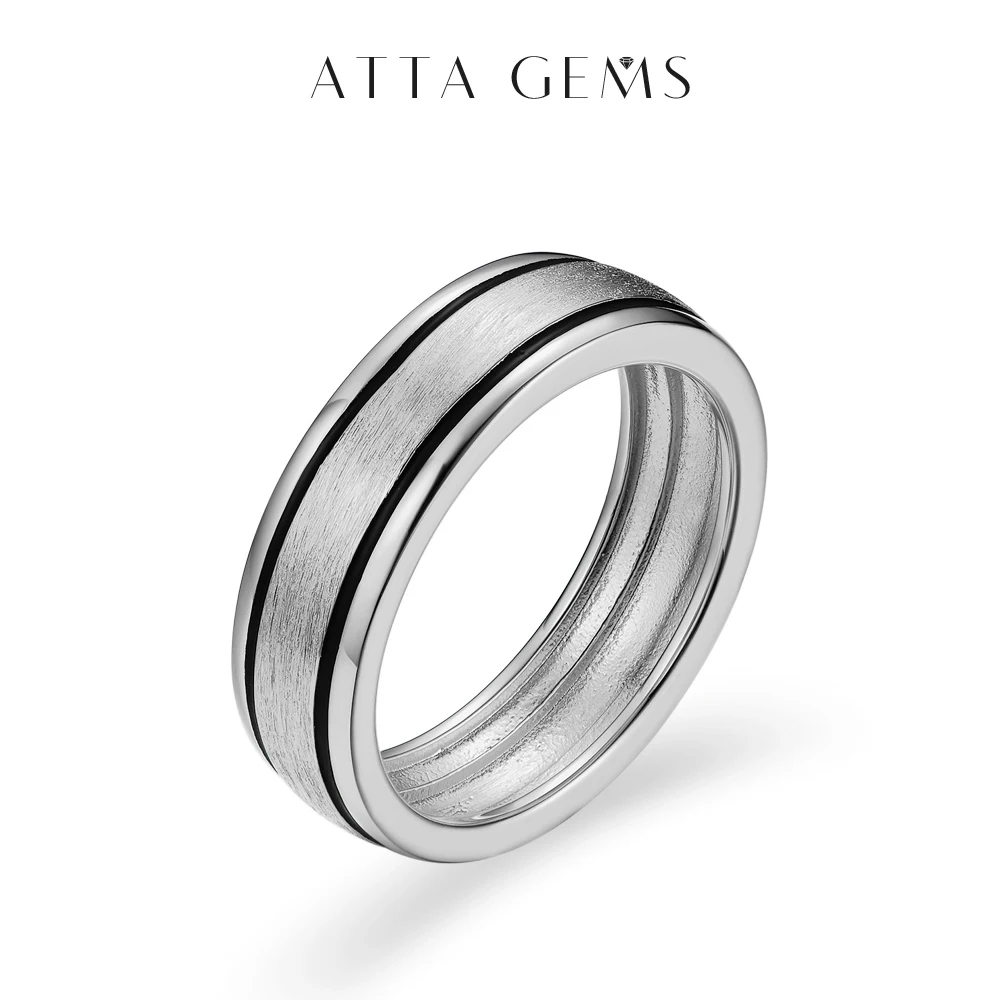 

ATTAGEMS S925 Sterling Silver Wedding Band Enamel Rings Black for Man Woman 6mm Width Classic Engagement Jewelry Party Gift