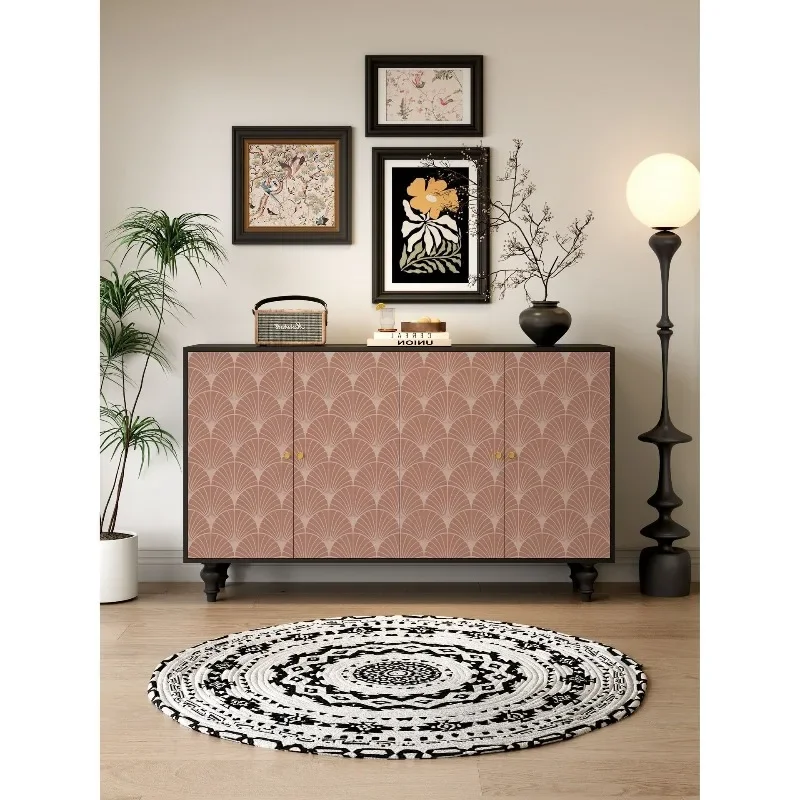 French geometric entrance cabinet art small apartment dining side cabinet living room homestay solid wood locker bedroom