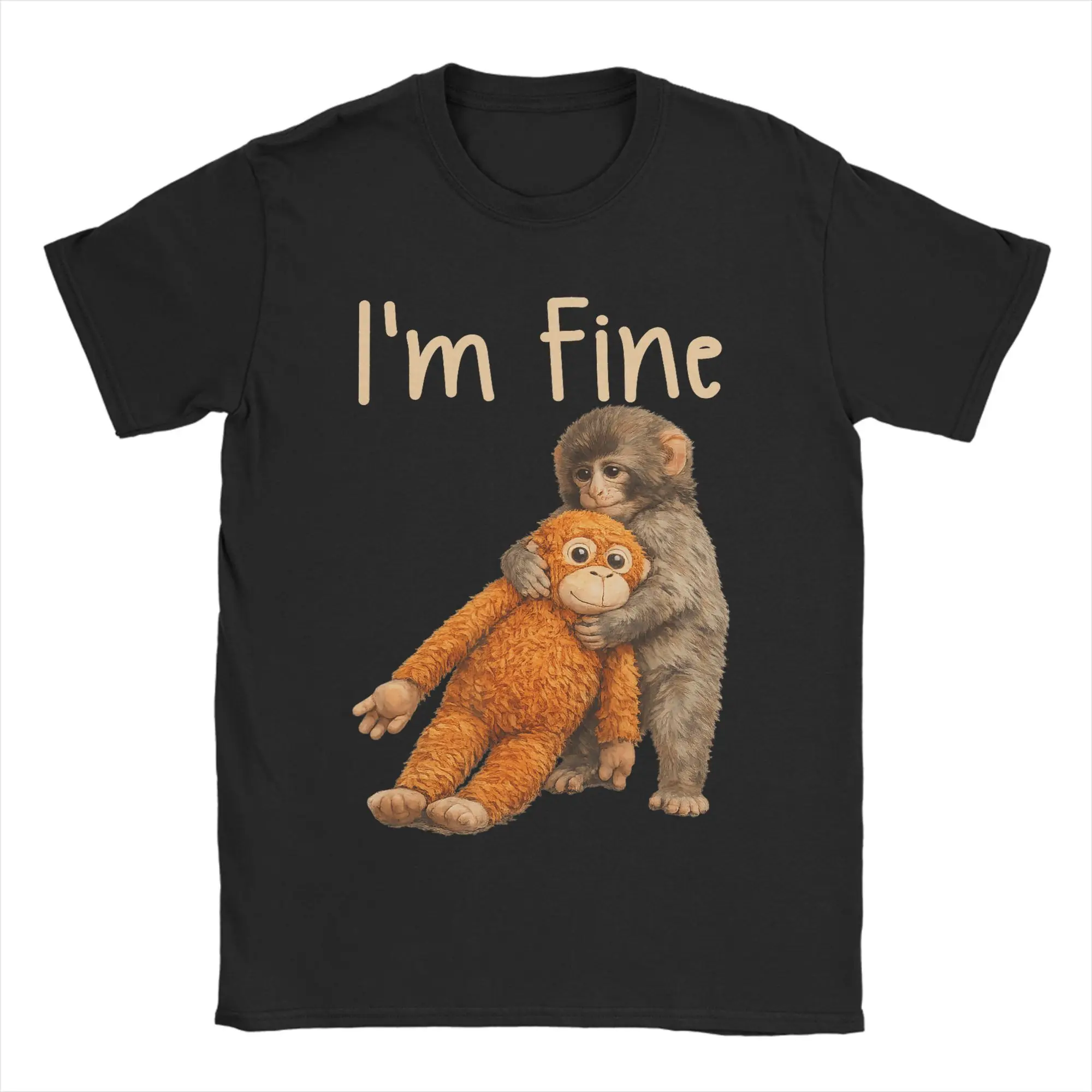 Baby Monkey Punch Cute Cuddly Little Love T-Shirt Beach  Cotton T Shirts For Man Hipster Design Tee Shirt Short-Sleeved Top Tees