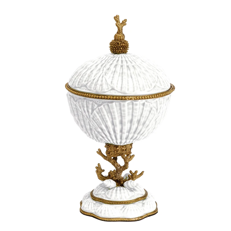 وعاء بورسلين بغطاء من البورسلين الصيني، فن طاولة تزيين المنزل