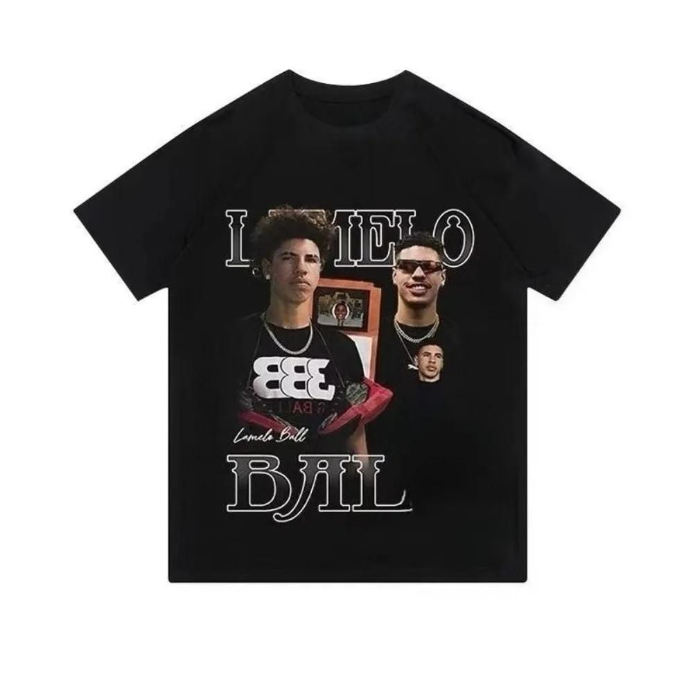 

LaMelo Баскетболист Хлопковая футболка с коротким рукавом Модная классическая повседневная удобная рубашка с коротким рукавом для пар