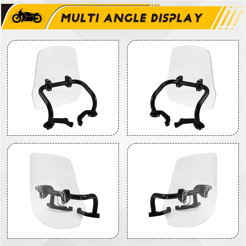 

A90Q-Motorcycle Front Windshield Deflector Wind Shield Lens For Honda CRF250L/S CRF300L 2021-2022