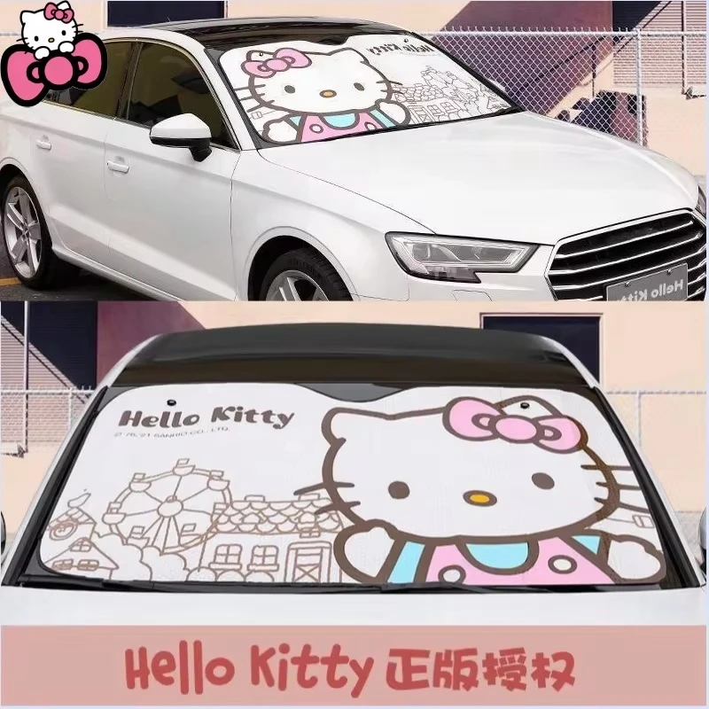 

Автомобильный солнцезащитный Зонт Hello Kitty, солнцезащитный козырек для лобового стекла Sanrio, УФ автозапчасти, переднее окно, солнцезащитный козырек, летняя Солнцезащитная защита