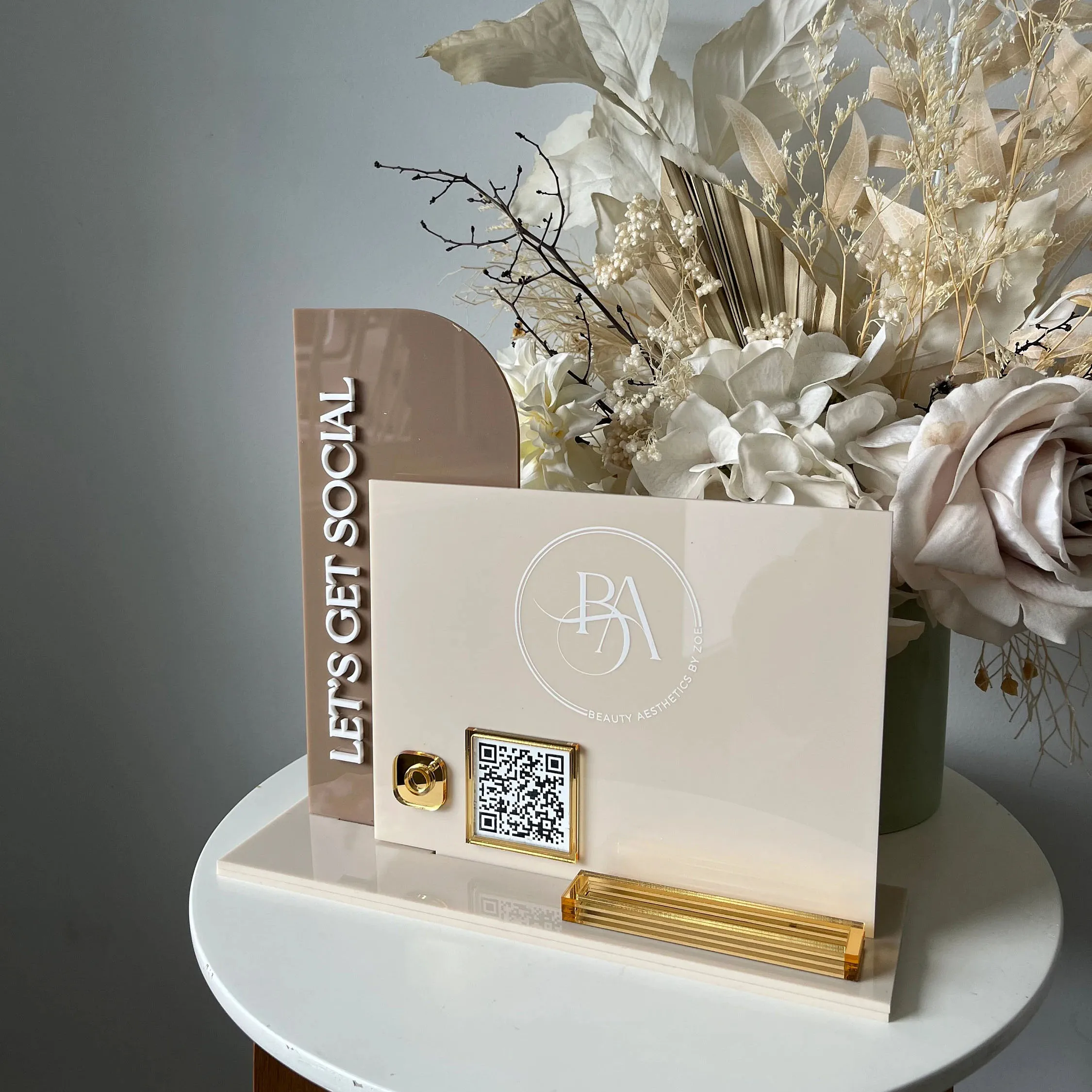 Personalized Multi QR Codes Sign Custom Logo Text Acrylic Stand for Small Businesses Payment Menu Gain Followers Hotel Reception