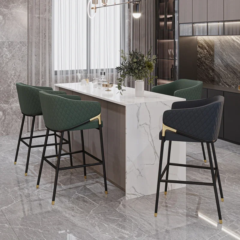 Custom Italian Light Luxury Bar Chair Household Cloth Island High Chair New Chinese Bar Stool Bar Chair Bar Chair Bar Stool