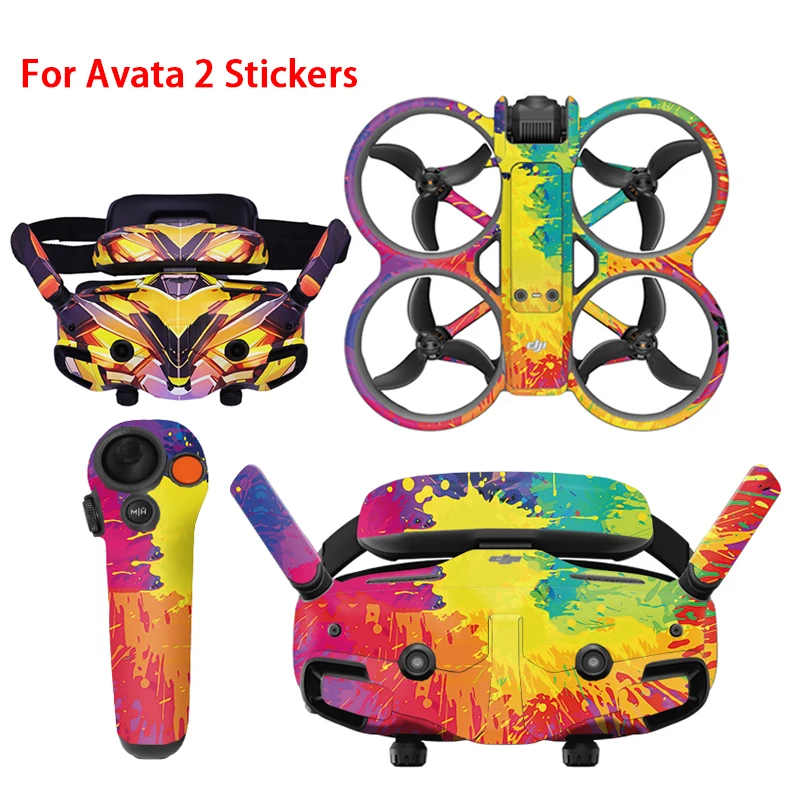 

Drone Stickers For Dji Avata 2 Goggles 3 Scratch-resistant Waterproof Colorful Protection Drone Decals For Dji Avata2 Accessorie