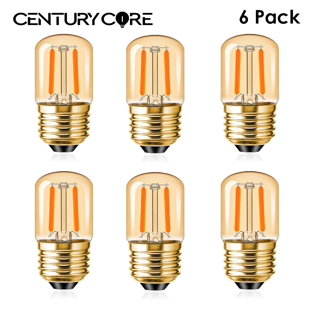 Vintage T28 Led Bulb E27 E26 1W Amber Glass 110V 220V Straight Filament For Chandelier Salt Lamp Retro Indoor Decoration Light