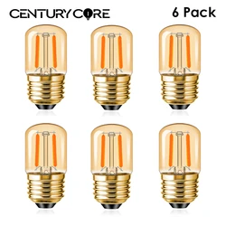 Lâmpada LED vintage para decoração de interiores, filamento reto, candelabro, lâmpada de sal, vidro retro, âmbar, T28, E27, E26, 1W, 110V, 220V