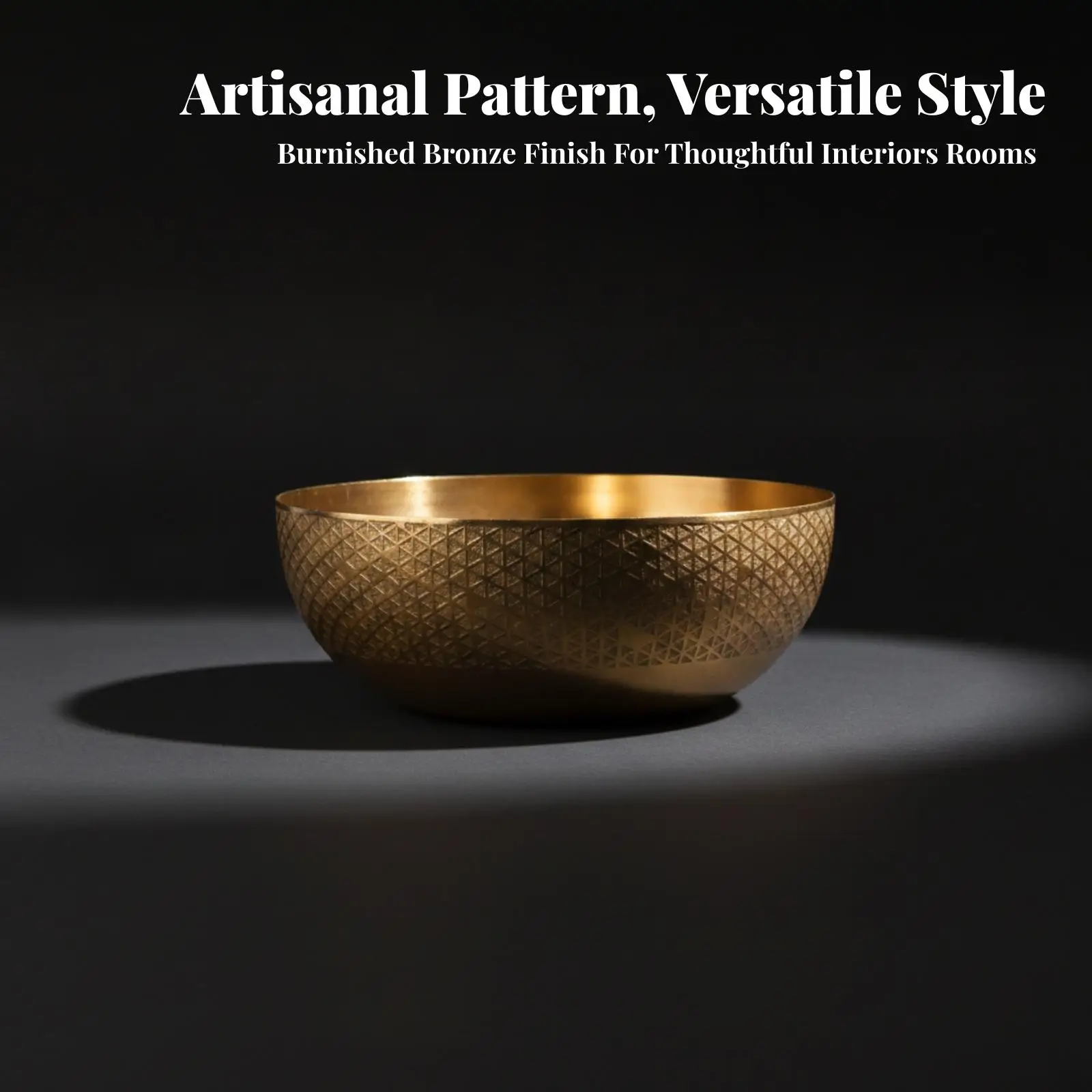 Iron Bowl with Geometric Pattern Artisan Decorative Metal Bowl Home Decor for Tabletop, Entryway