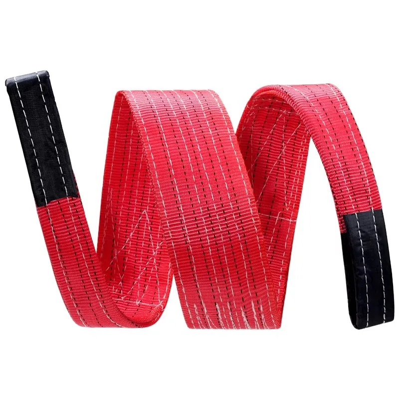 

National standard color flat lifting lifting belt, flexible polyester double buckle crane belt 3/2/5/10 tons 3 meters