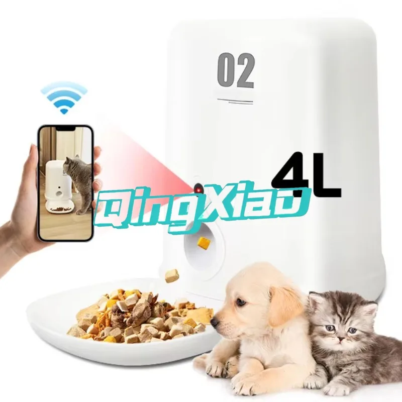 Fully Automatic Smart 4L Stainless Steel Pet Feeder New Design Multifunctional Battery Operated Food Control Dispenser Indoor