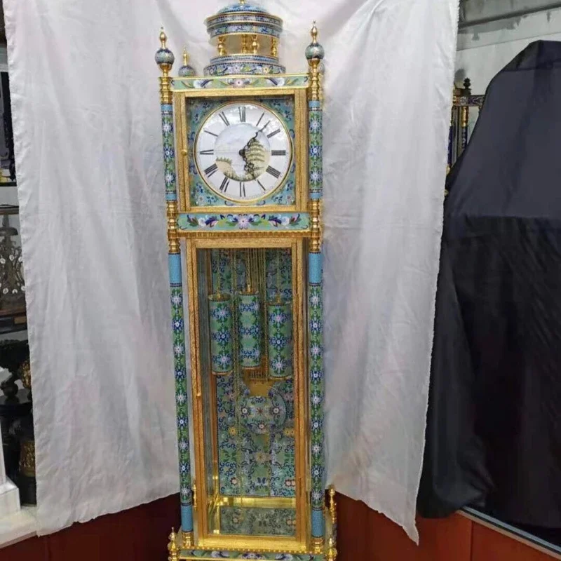 New gilt floor clock cloisonne enamel process height 2 meters 15