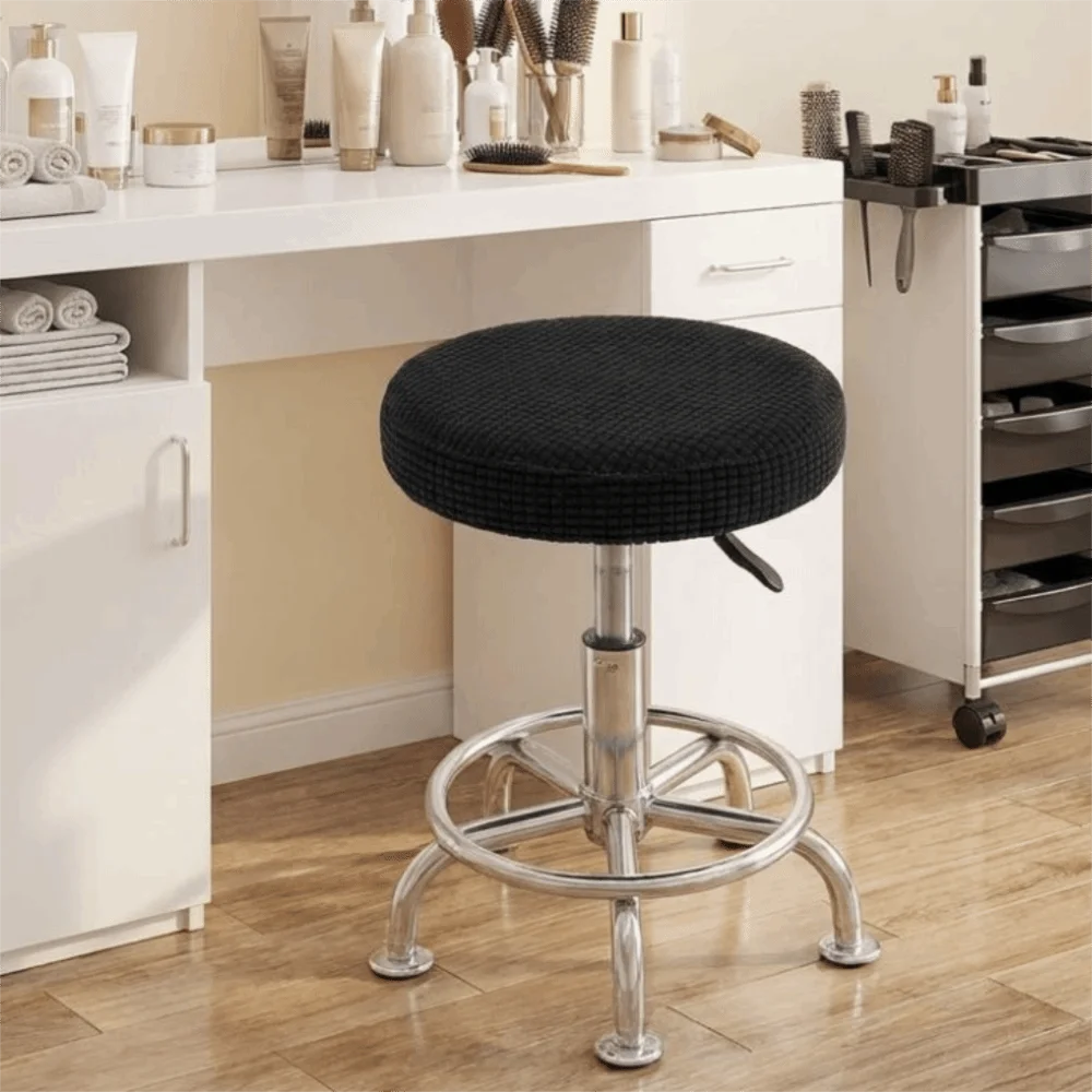 Soft Elastic Round Stool Chair Cover Polar Fleece Wear-resistant Slipcover Dust-proof Breathable Bar Stool Covers Restaurant