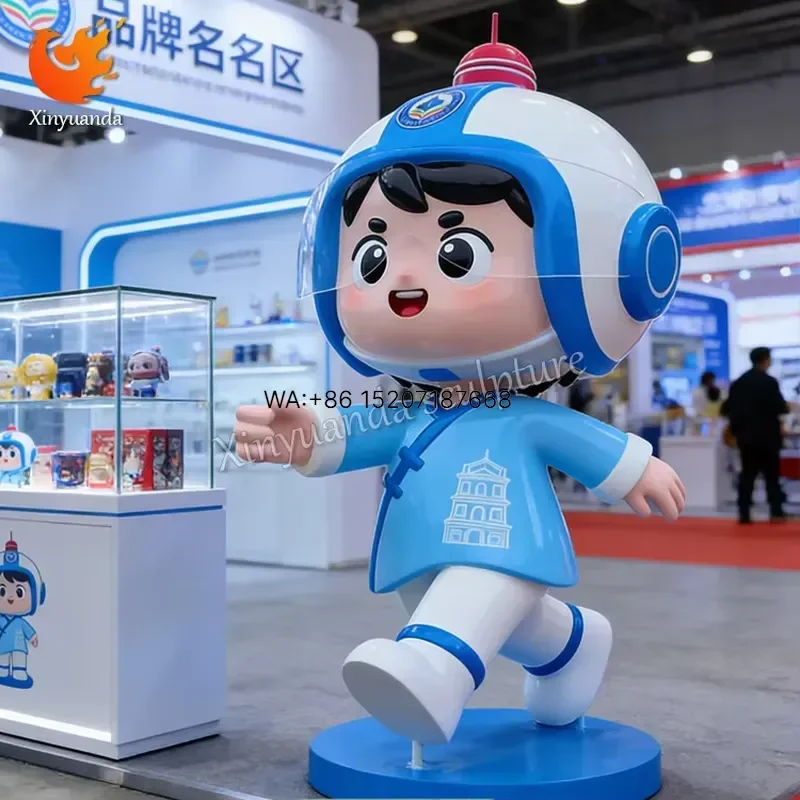 Wmwmnu Custom Large Fiberglass Corporate Mascot Sculpture Brand IP Statue with Logo Printing for Exhibition and Indoor