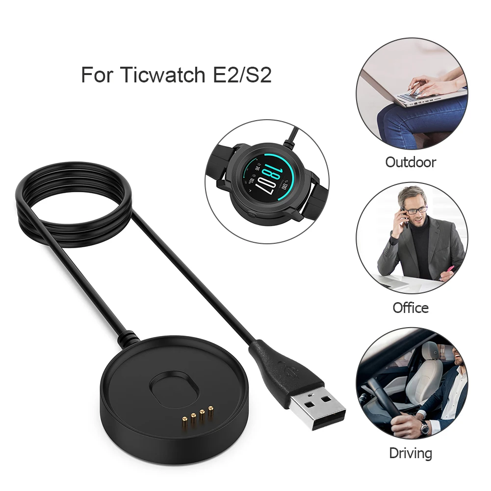 

USB Charging Cable For Ticwatch Pro 3 GPS E2 E3 Charger Cradle Dock For Ticwatch E3 Ultra GTH Wireless Magnetic Portable Adapter