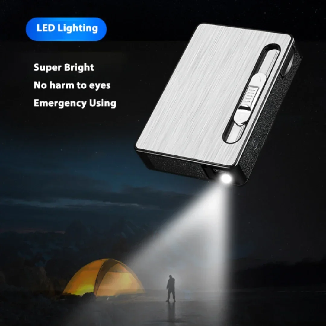 Portable Automatic Cigarette Case USb Rechargeable Electronic Lighter with LED Light Cigarette Case 10 Cigarettes Men\'s Gadgets