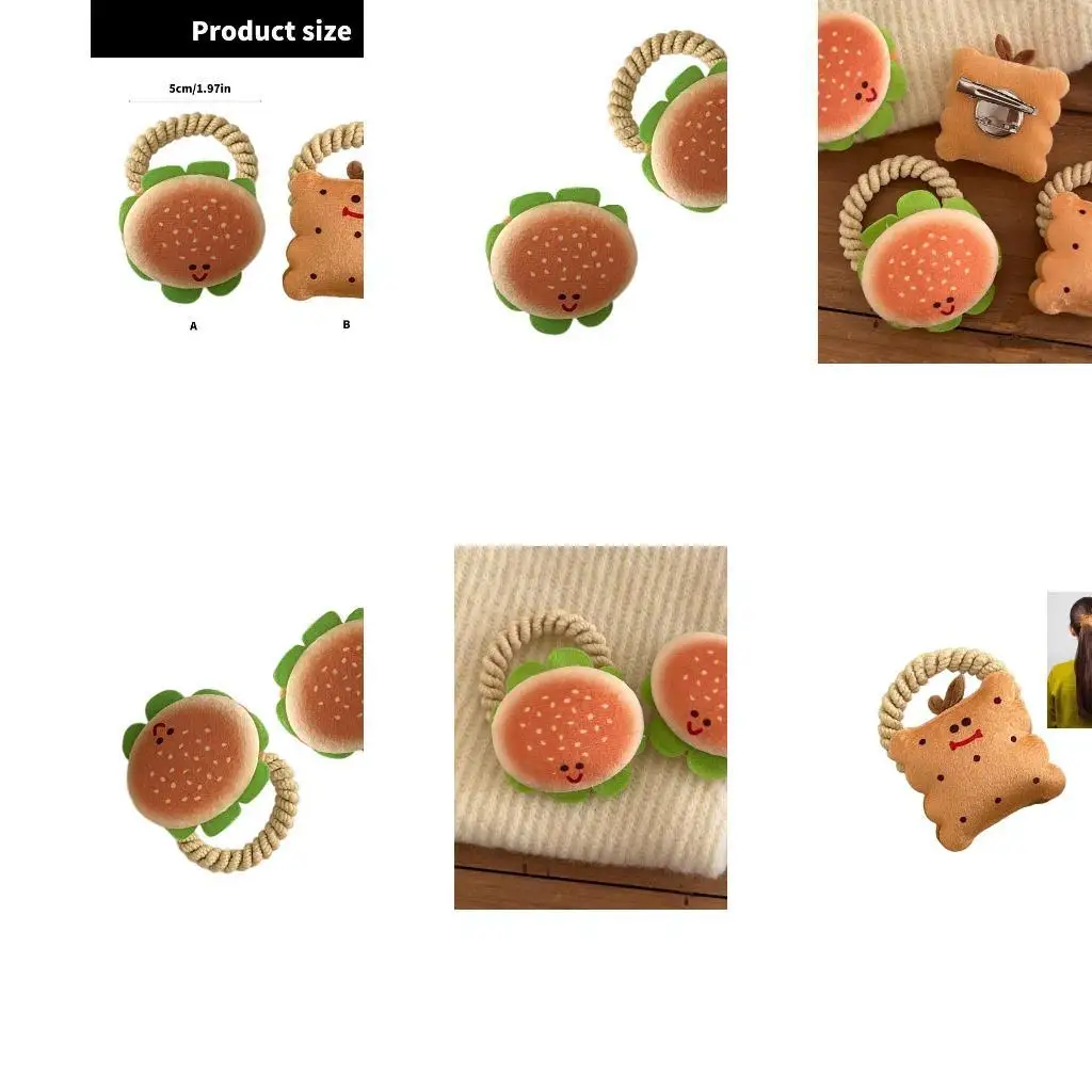 

652F 2pcs Lovely Hair Tie Daily Wear Adorkable Cookie for Christmas Halloween Party