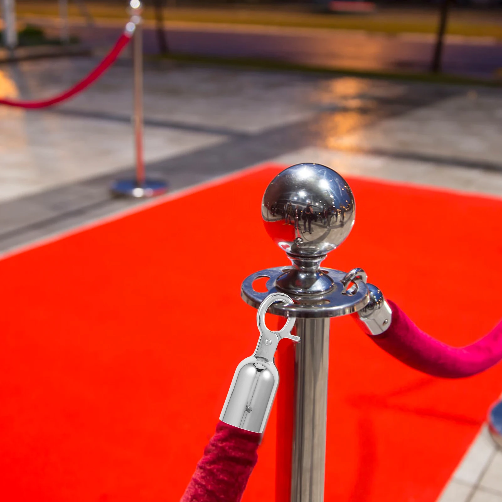 2Pcs Rope Stopper Silver Hook Decking Fittings Metal Cord Cap Clamp Handrail Stainless Metal Cord Lock Stopper Rope End Steel