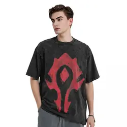 Men World Of Warcraft T Shirts The bloody horde logo Tees Beach Vintage Short Sleeve T-Shirt O Neck Leisure Tee Shirt Cheap