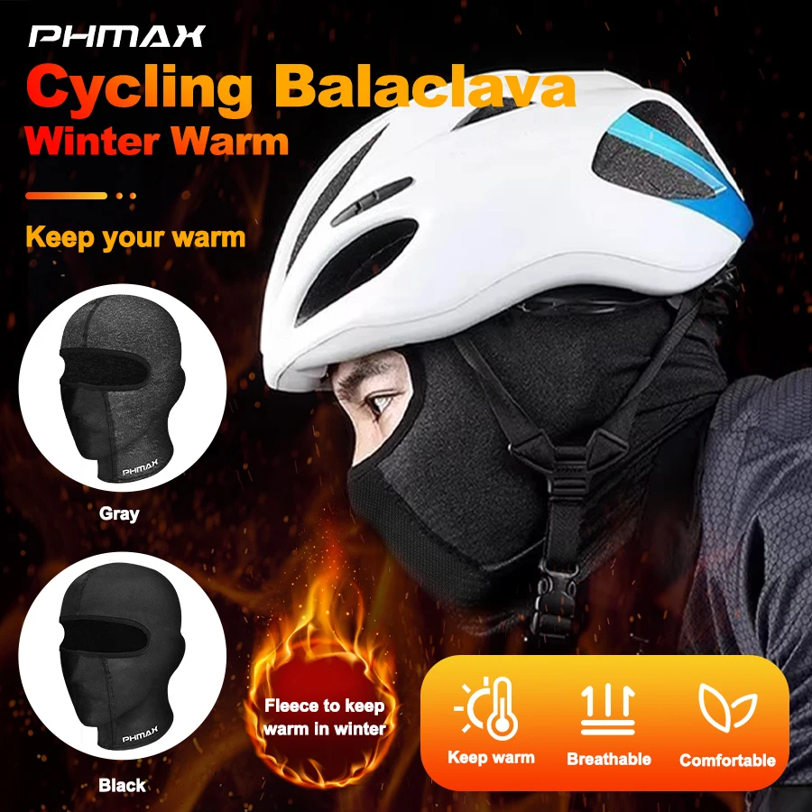 PHMAX Winter-Motorrad-Gesichtsmaske, Fleece, warm, winddicht, Helmfutter, Balaklava-Mütze, atmungsaktive Skimaske, Fahrrad-Kopfbedeckung