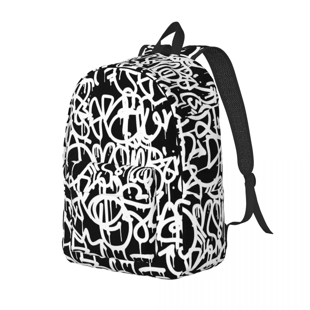 Black And White Graffiti Backpack for Kindergarten Primary School Student Bookbag Boy Girl Kids Daypack Sports