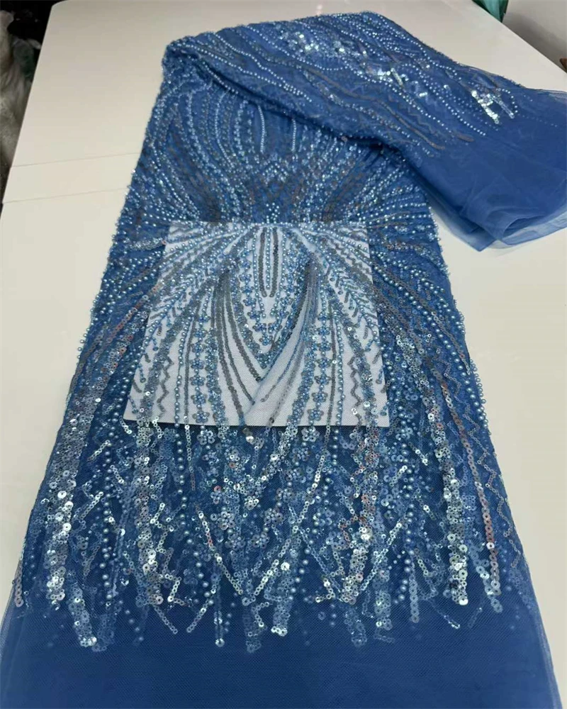 قماش دانتيل ترتر أفريقي تطريز عالي الجودة مطرز تول نيجيري فرنسي لفستان الزفاف #4