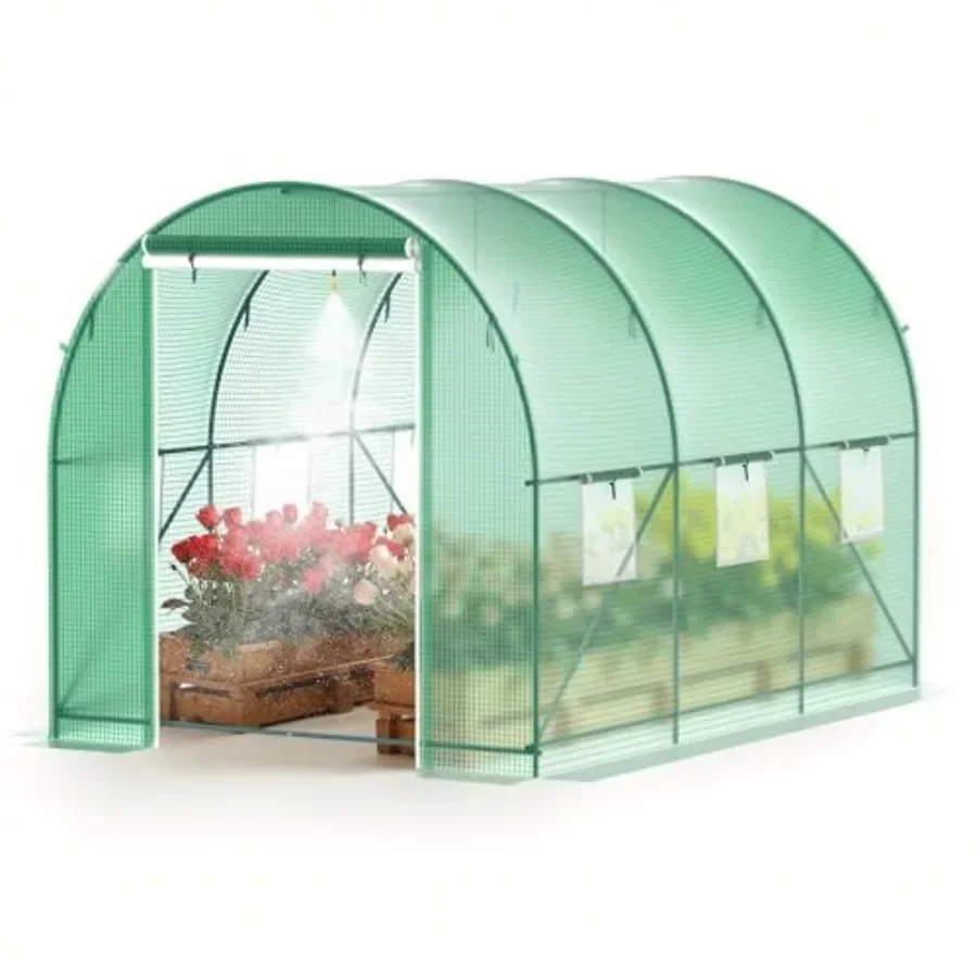Greenhouses for Outdoors Heavy Duty X7 Feet Portable Greenhouse with Watering System, 6 Ventilated Screen Windows and Rolling Z