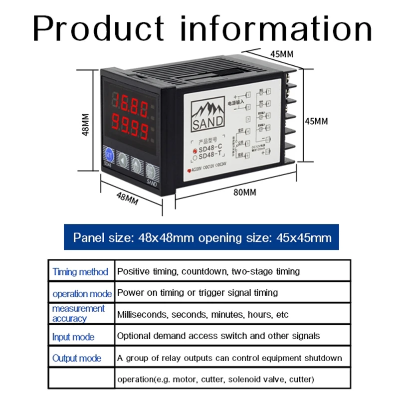 220V Industrial Cumulative Timer with Relay Output Control Electronic Switch Powered Timer for Automation