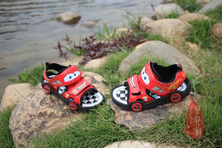 Disney cars Children Sandals Shoes Spring Autumn car lights flash LED boys cartoon school student shoes