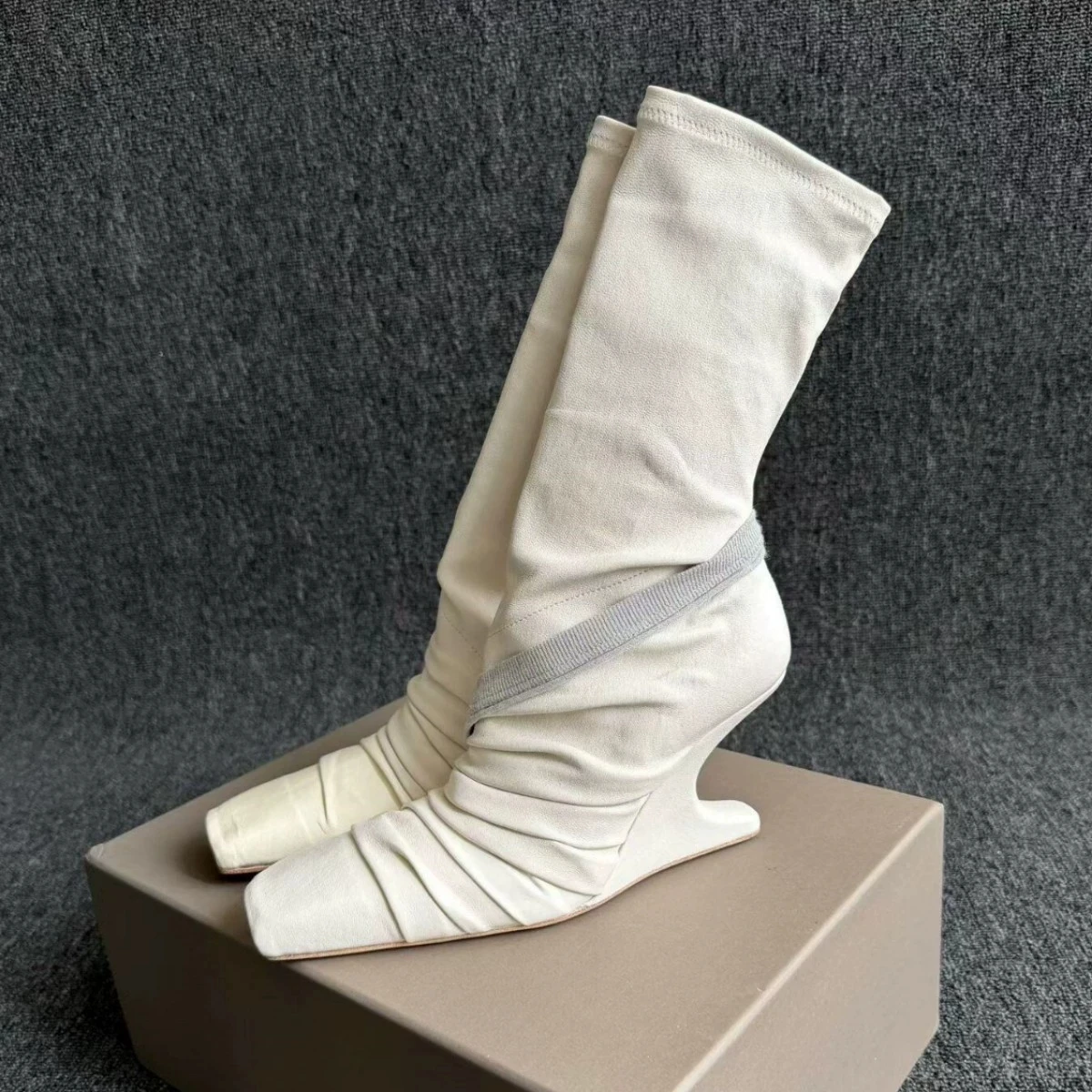 Women's Alien Wedge High Heels fold Mid-calf Cool Boots Slant Heel Fashion Show Spring/Summer Women's Boots