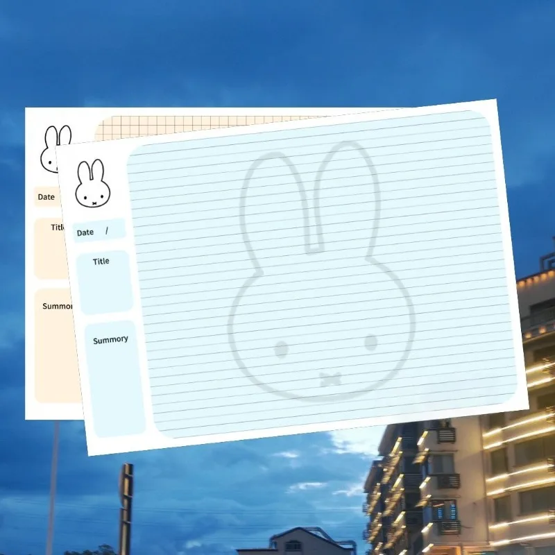 

Блокнот для заметок Miffy Bunny Ins в минималистичном стиле - формат B5, отрывные листы в клетку и с горизонтальными линиями, для учебы, для студентов, милый красочный дизайн