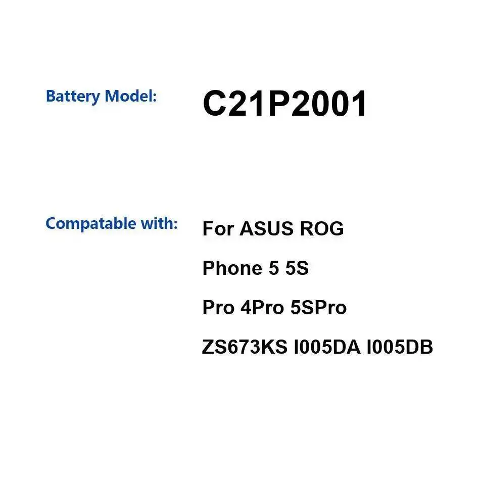 

C21P2001 3000 мАч аккумулятор мобильного телефона для Asus Rog 5 5S Pro 4Pro 5Spro ZS673KS I005DA I005DB долговечный