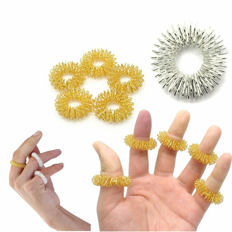 5pc Finger Massager Ring Acupressure Figure Massager Relax Finger Hand Care Tool Blood Circulation Pain Relief Health Care