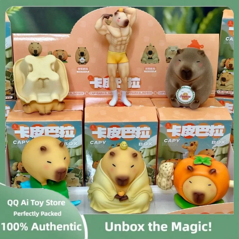 

Подлинная капибара, удача, моай, маленькая свинья, серия, слепая коробка, модный кавайный настольный орнамент, креативные детские игрушки, модель из ПВХ, подарок-сюрприз