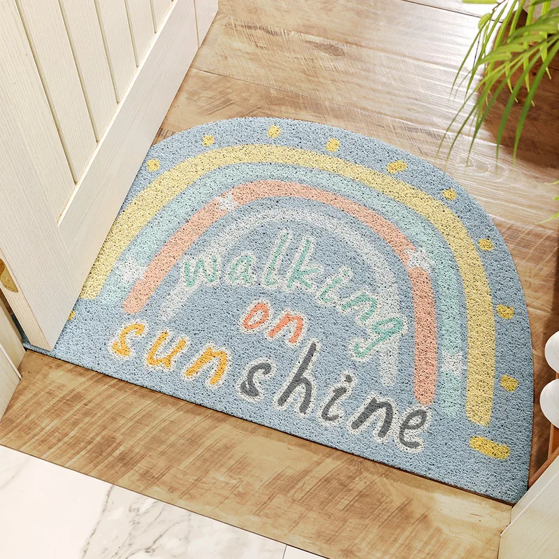 Doormats Entrance Door Rug Small Fresh Pastora Style Semi-circle Anti-slip Carpet Silk Circle PVC Material Durable Flushable Mat