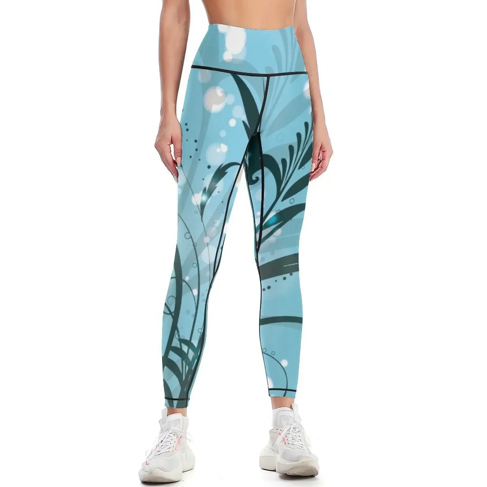 Blue magical Flower Leggings gym wear exercise clothing for trousers for girls Womens Leggings