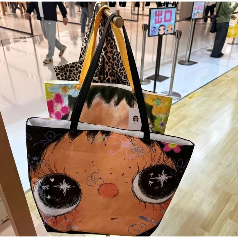 Star Eyes Cartoon Girl Print Umhängetasche, Damen-Einkaufstasche aus PVC mit großem Fassungsvermögen, leichte Einkaufstasche, Einkaufstasche für den Arbeitsweg – Detail 13