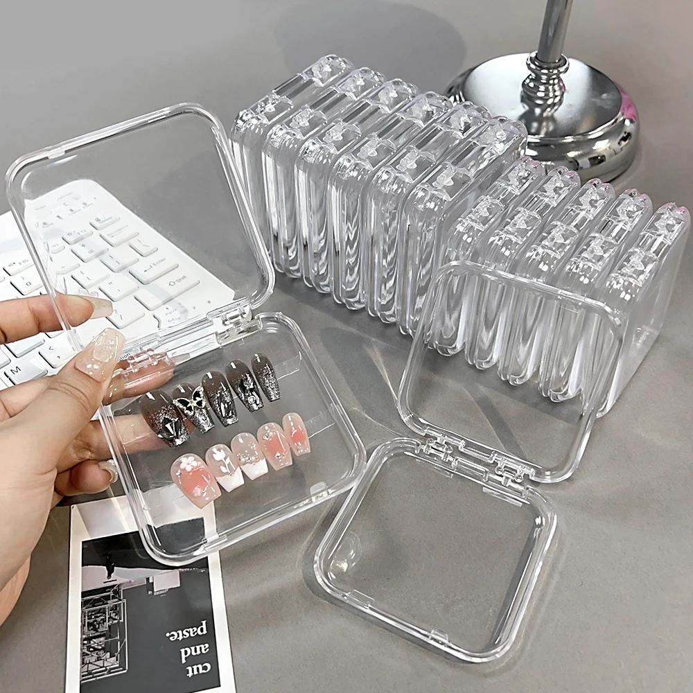 10/5/1x Square Nail Storage Box Acrylic Transparent Container  Portable Jewelry Rings Earring Bracelet Badge Nail Packaging Case