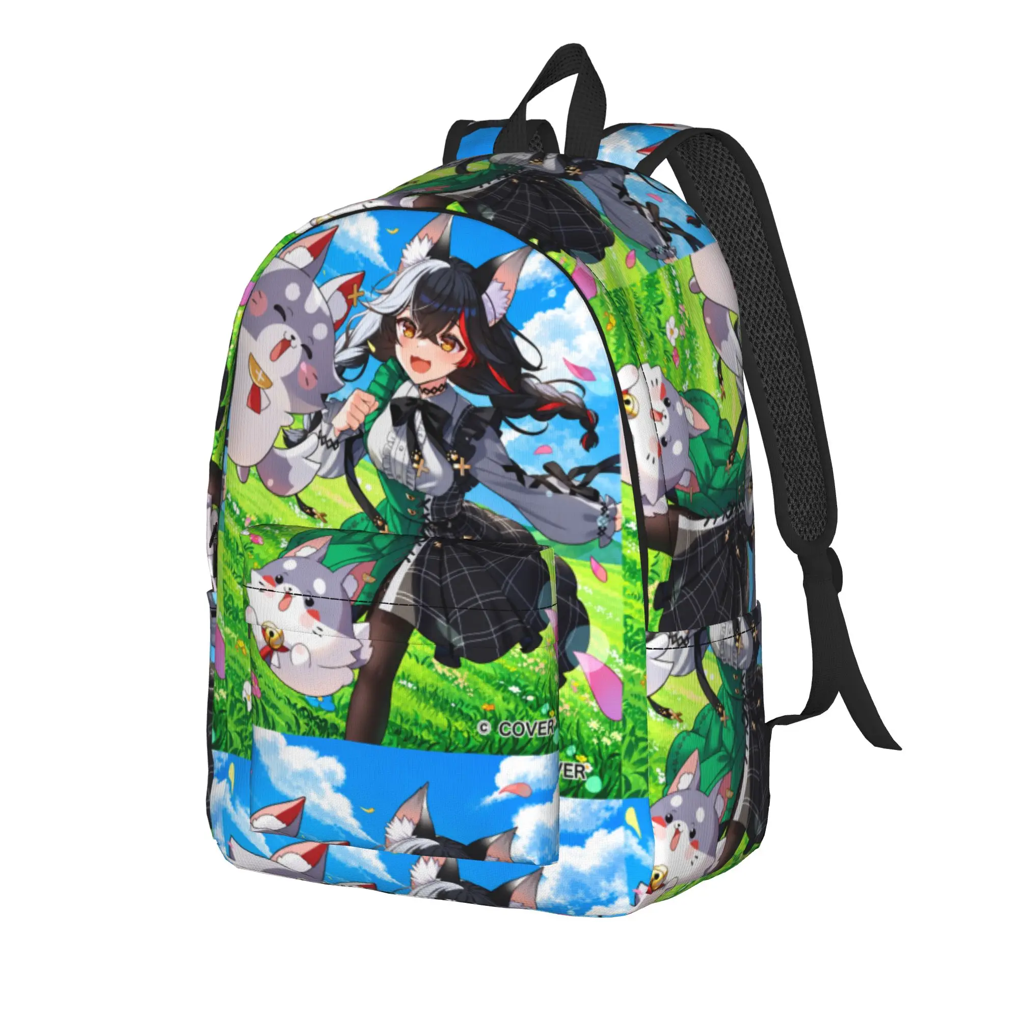 Hololive Gamers Ookami Mio Outdoor Backpack  Youth Polyester Camping Backpacks Pattern Stylish School Bags Rucksack