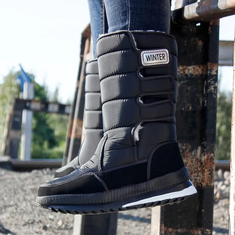 カップルウィンターブーツメンズレディーススノーブーツ豪華な暖かいミッドカーフコットンシューズノンスリッププラットフォームブーツウィンターブーツ男性女性用