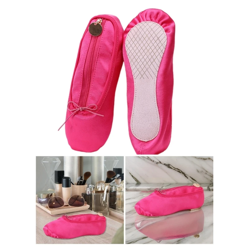 Ballet Shoe Shaped Pencil Holder Waterproof Pen Storage Bag Large Capacity Cosmetic Portable Stationery Container