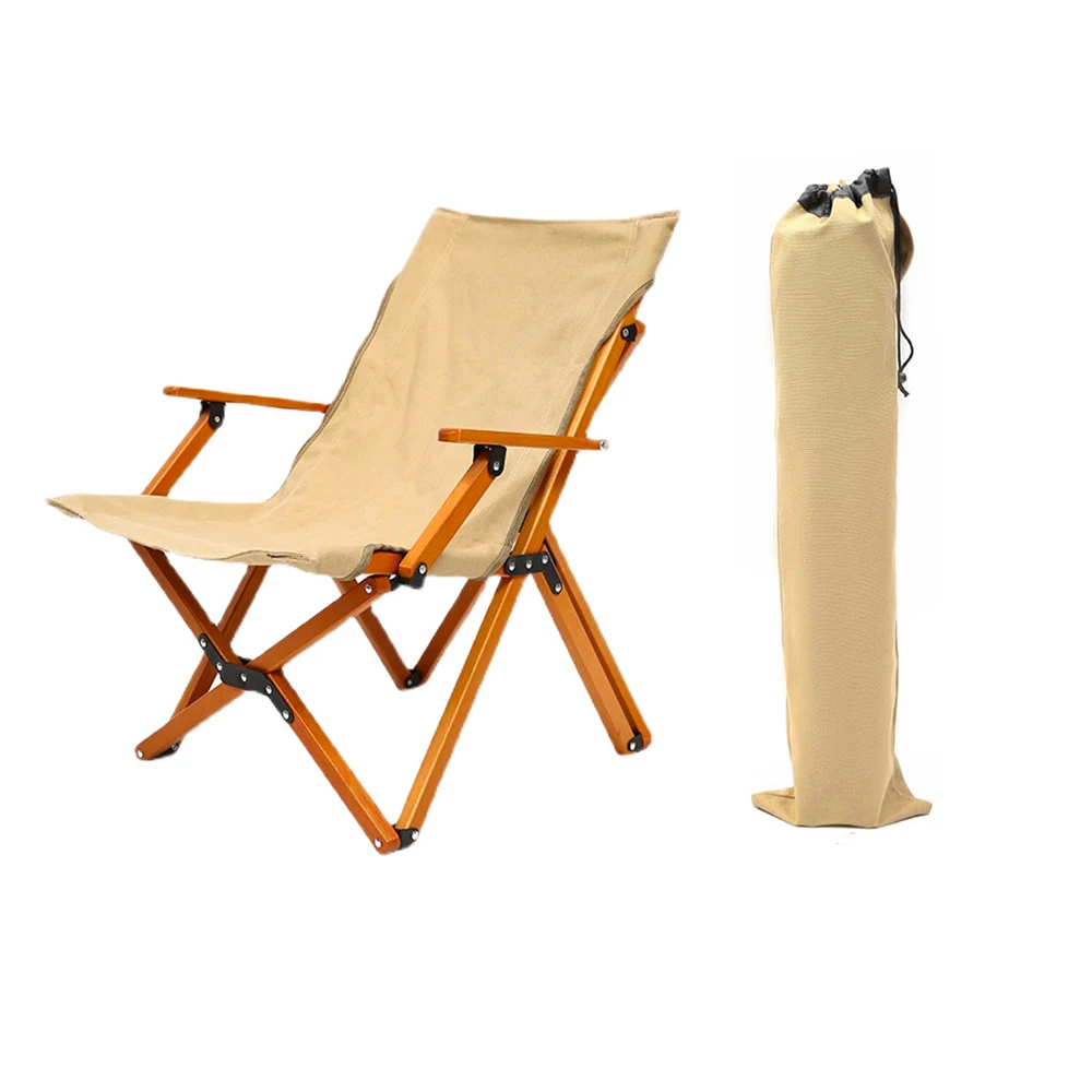 

Customized Beach Chair Canvas Easy Foldable Outdoor Camping Folding Wood Chairs