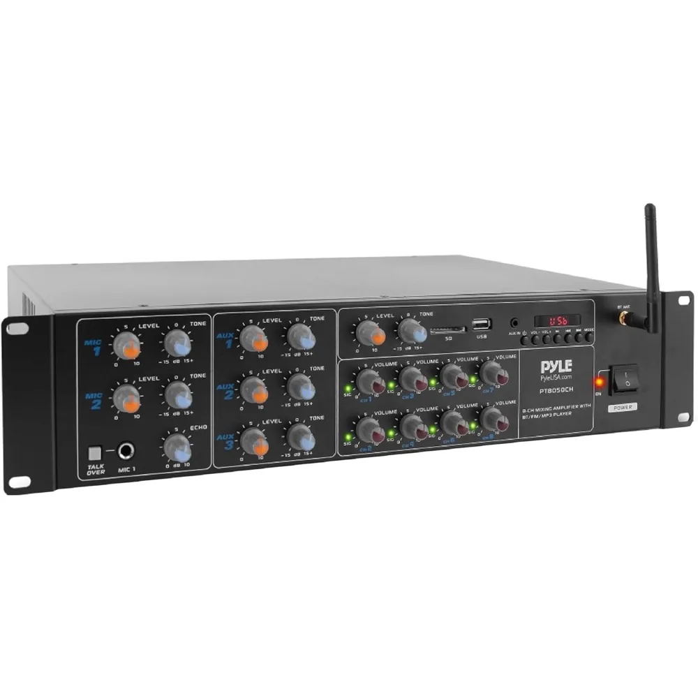 Wireless Bluetooth Power Amplifier - 4000W Rack Mount Multi Zone Sound Mixer Audio Home Stereo Receiver Box System w/ RCA, USB