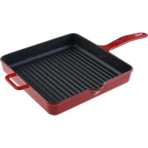 TAŞEV Caste Square Cast Iron Grill Pan Red