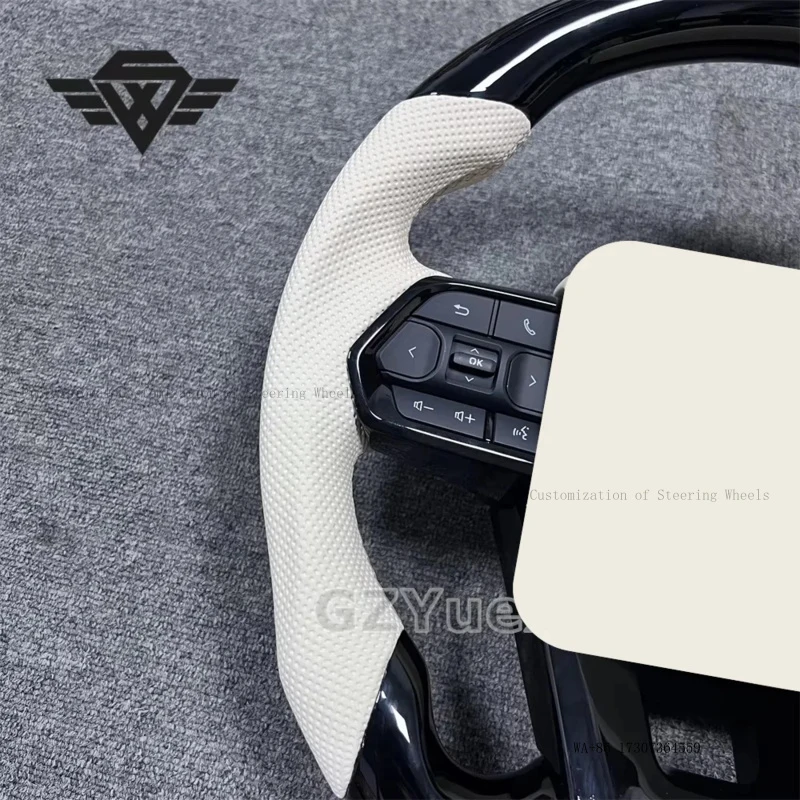 High Quality Suitable for Toyota LC300 Piano Black Wood  Large Hole White Perforated Leather Steering Wheel Assembly
