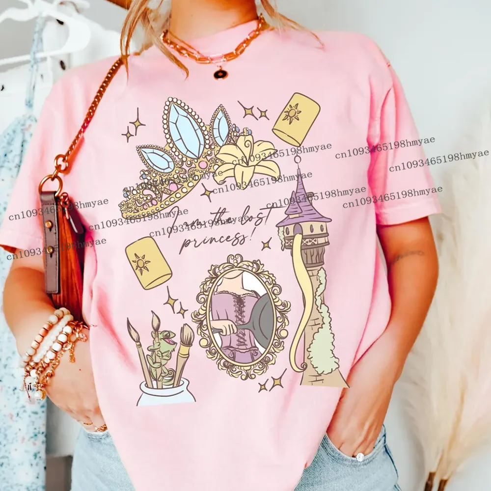 Süßes Retro Vintage Disney Tangled Rapunzel Mädchen T-Shirt Lustiges Disney Rapunzel Sweatshirt Mode Damen Sommer Baumwoll T-Shirt ﻿