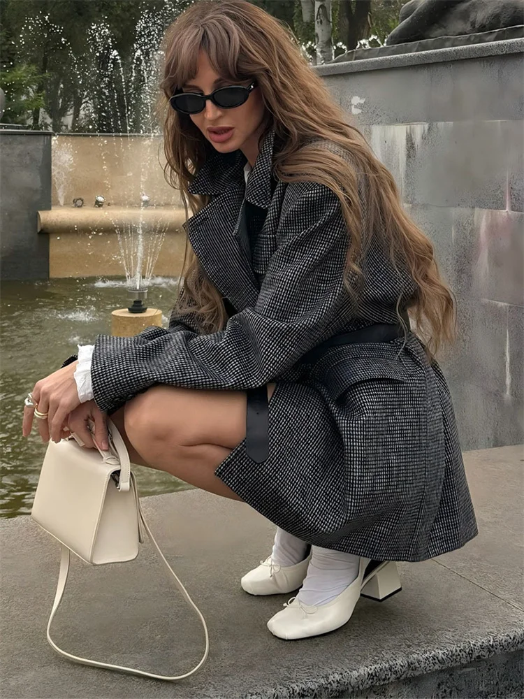 Tossy Elegant Commute Lapel Overcoat Jackets Women's Patchwork Loose Long Sleeve Pocket Luxury Coat Winter Female Jackets Coat