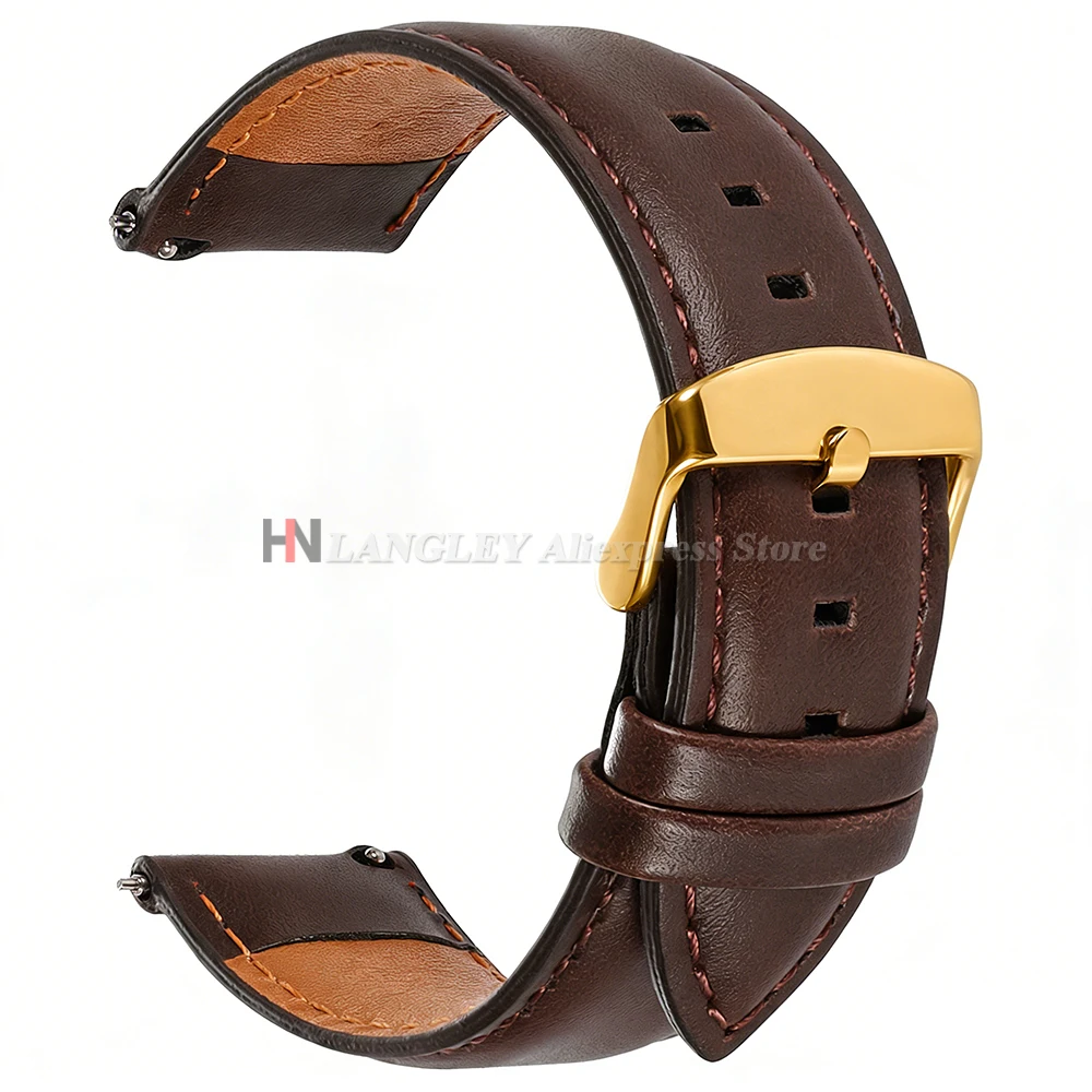 Quick Release Echt Koeienhuid Lederen Horlogeband Strap 18mm 20mm 22mm voor DW voor Omega Zwart bruin Rode Pin Gesp Horloge Accessoire