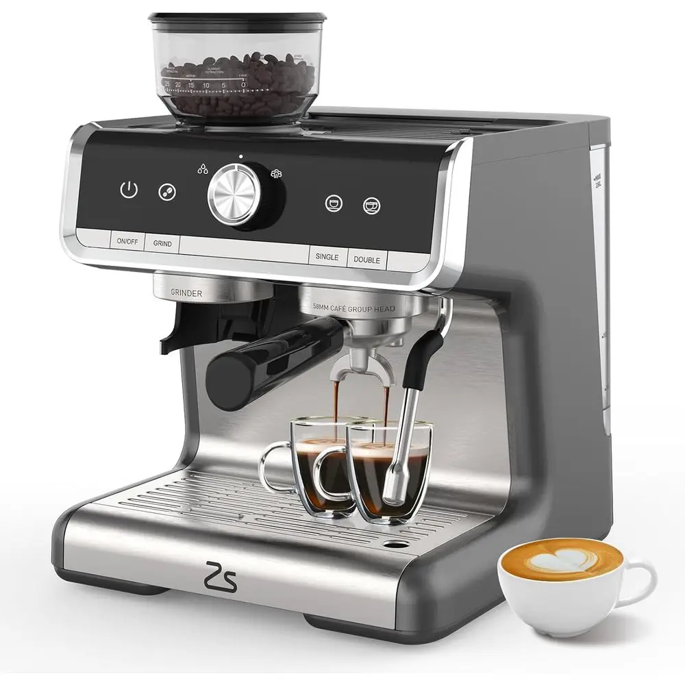 

20 Bar hine, Semi-Automatic Maker with Bean Grinder and Milk rother Steam Wand, Home Barista Coee hine or chiatos/puccino/Latte,